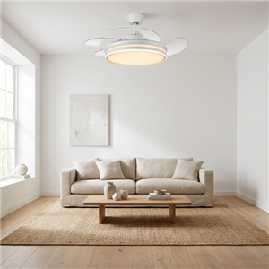 Ventilador de Techo Retráctil PHP XH258 de 42" Blanco con 6 Velocidades y Aspas Invisibles